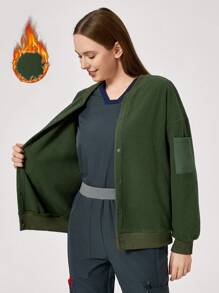 Scrubzie Toamnă și iarnă Jachetă pentru femei pentru uniformă multifuncțională pentru scrub, dublă examinare a sănătății Uniforme chirurgicale Jachetă pentru femei Uniforme de lucru pentru îngrijirea animalelor de companie Jachetă pentru nutriționist pentru lucru în laborator Jachetă de lucru funcțională cu mai multe buzunare, guler plus nasturi pentru purtare și scoatere ușoară