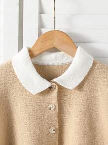 SHEIN Conjunto elegante de suéter con volantes y minifalda, conjunto de 2 piezas tejido para niña adolescente, color amarillo, para otoño/invierno