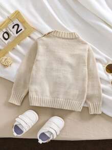 Baby Mädchen Lässig Pullover mit Cartoon Bär Muster, Rundhals-Ausschnitt, Langarm, locker gestrickt, geeignet für den täglichen Gebrauch, Familientreffen und Outdoor-Aktivitäten, Herbst/Winter