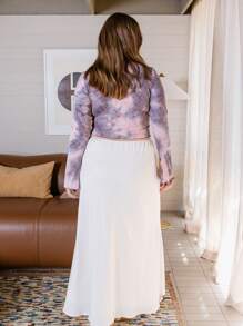 Aralina 曲线西部扎染立领短款修身喇叭袖上衣 - 彩色 - 查看 3