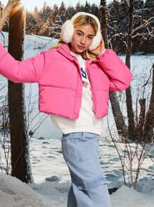 Easelle Chaqueta de invierno con tejido de rosas rojas para dama