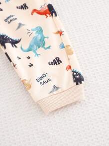 Cozy Pixies 2pcs/Set Baby Boy Cartoon Dinosaur Hooded Sweatshirt And Elastic Waist Pants Set - Multicolor - View 6