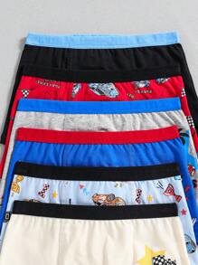 Fun Car Print 6pcs/Pack Cotton Briefs For Young Boys - Multicolor - View 6