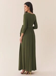 SHEIN Maternity Ruched Long Sleeve Dress, Maternity Dress, Autumn