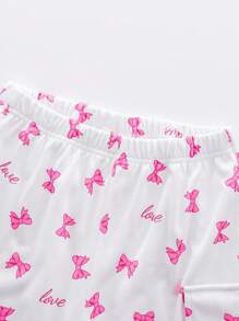 SHEIN Tween Girls Cute Bow Graphic Print Wide Leg Sweatpants, Loose & Fashionable Casual Style