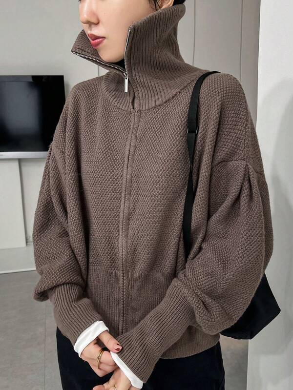 FRIFUL Cardigan din tricot lejer cu mânecă lungă, cu umăr căzut, pentru femei, toamnă/iarnă
