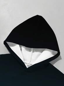 SHEIN Tween Boy Gradient & Line Print Tween Boy Graphic Sweatshirt, Casual Style Chic Outfits For Autumn/Winter - Black - View 4