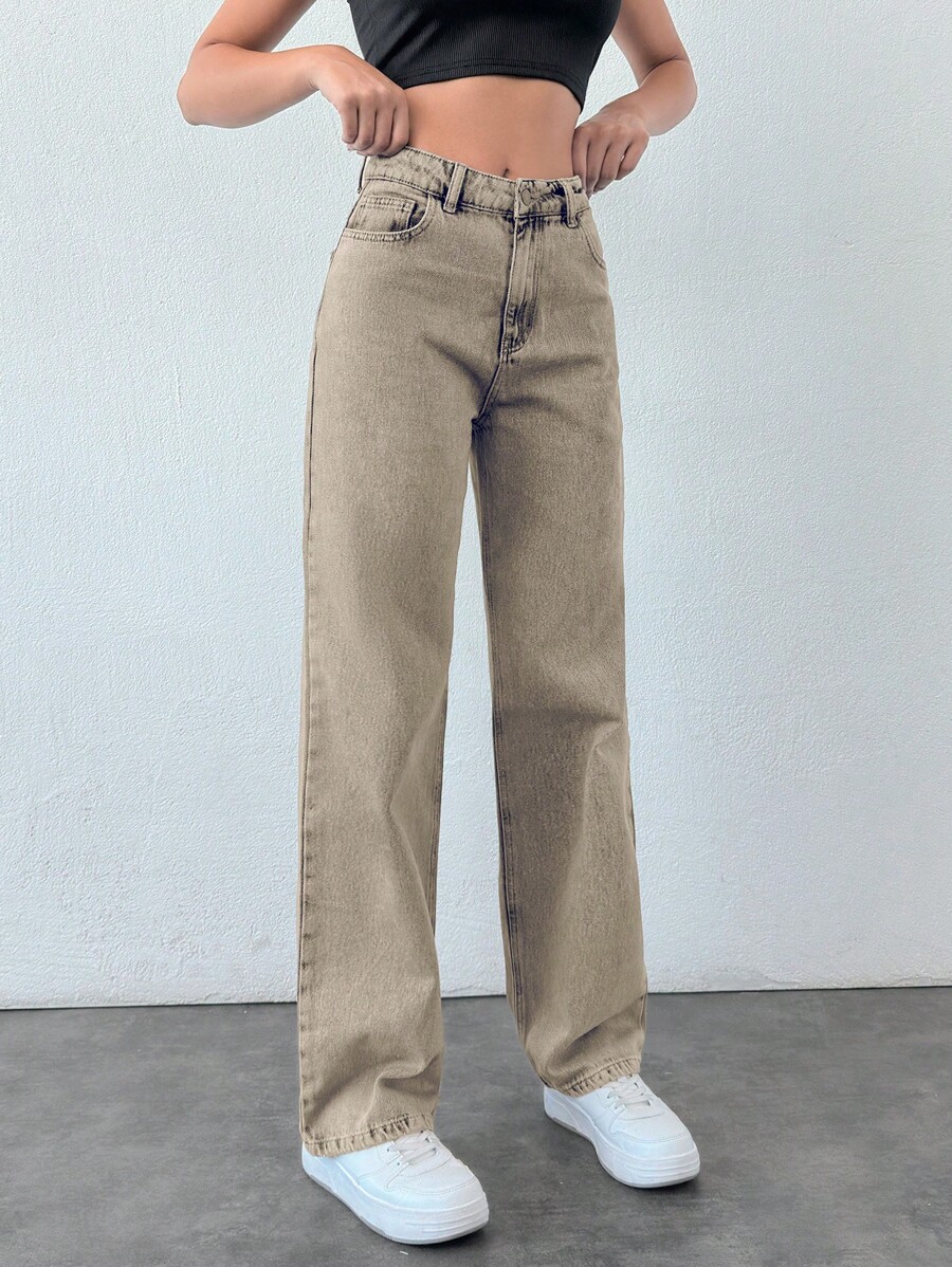 Low Waist Wash Detailed Wide Leg Jean SHEIN UK