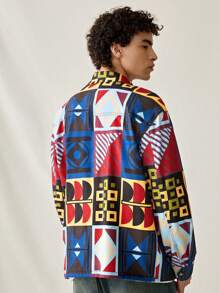 Manfinity VCAY 男士时尚休闲宽松前开长袖夹克，适合秋冬日常穿着 - 彩色 - 查看 2