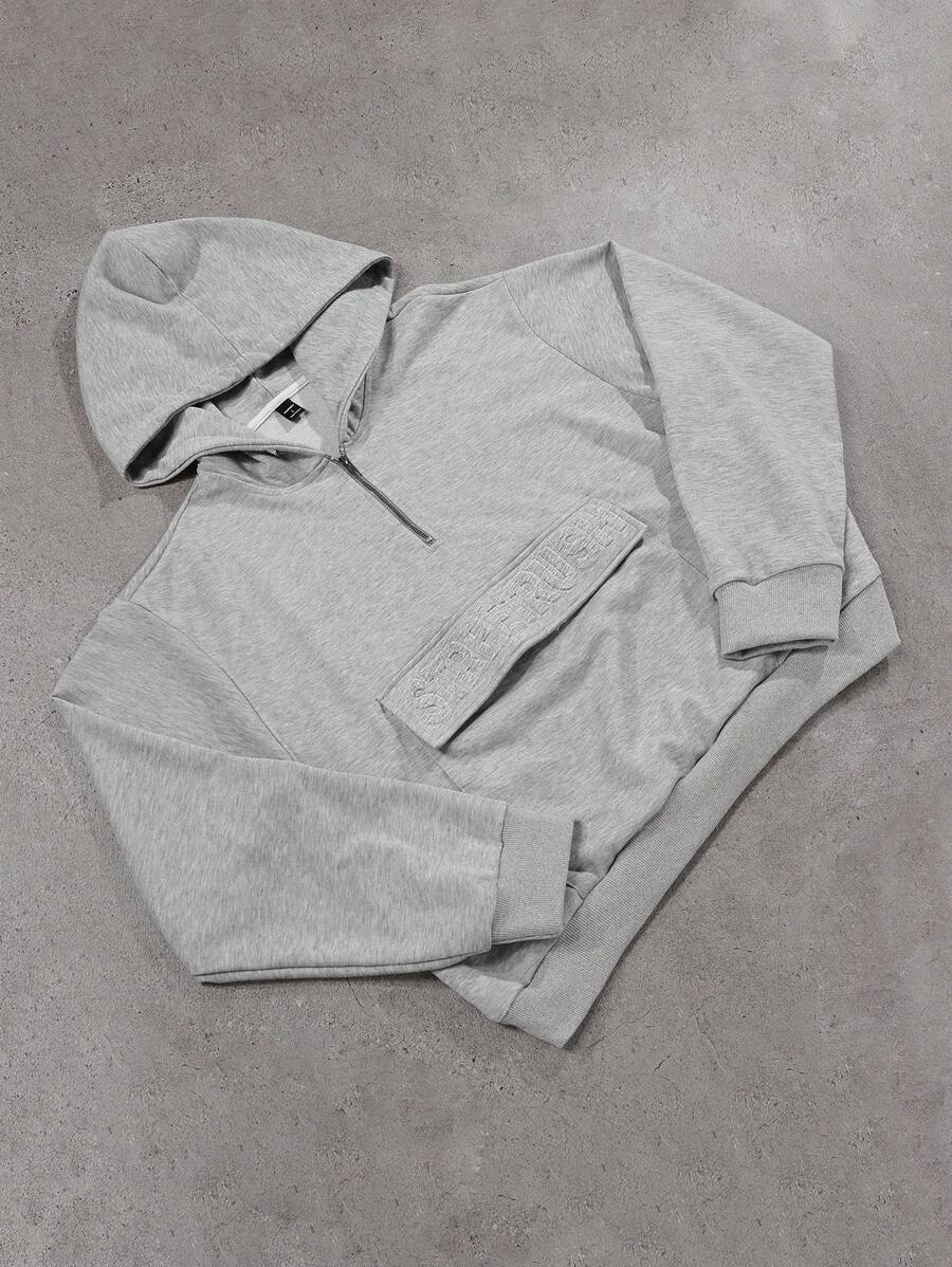 PAVTROS Manfinity Streetrush Manfinity Streetrush Oversized Men's Casual Everyday Letter Embossed Zip-Up Hoodie,Fall And Winter Men Clothes,Embossed Print Hoodie