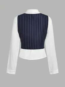 SHEIN Explorewe Teen Girl Preppy Style Casual Elegant Y2K Vest, Blouse, And Pants Set, Fashionable And Versatile, Perfect For Fall And Spring And Winter - Multicolor - View 8