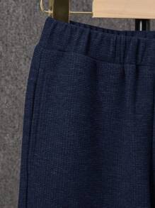 SHEIN Set de 2 piezas para niños preadolescentes que incluye sudadera con capucha 2 en 1 + pantalones de unicolor