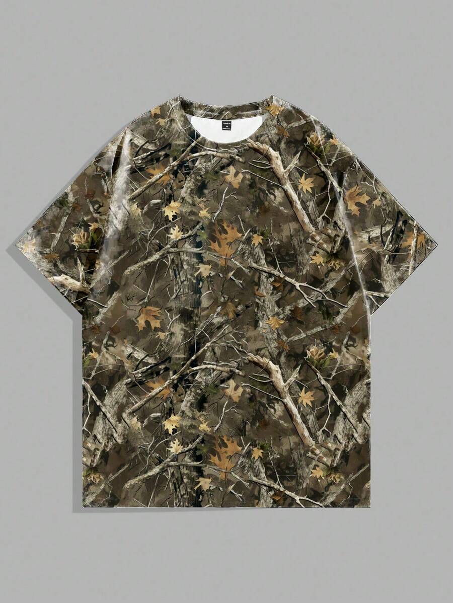Manfinity ZONE917 Men's Casual Camouflage Print Round Neck Short Sleeve T-Shirt