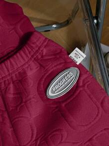 SHEIN Bộ 3 món/Bộ đồ liền quần không tay in chữ và hoa cho bé trai, kèm ba lô mini, thích hợp cho các buổi đi chơi, mùa xuân/hè - Màu Đỏ Sâu - Xem 6