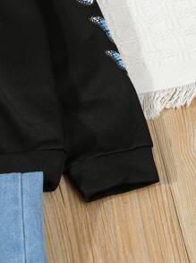 Sparklyn 2pcs/Set Tween Girl Casual Comfortable Butterfly Print Set - Black - View 6