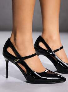 CUCCOO SZL 女士时尚黑色尖头细高跟鞋，休闲、约会、派对、通勤高跟鞋，适合圣诞节和新年假期氛围秋冬 - 黑色 - 查看 3