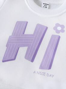 2pcs/Set Baby Girl 2024 Casual Thick Sweatshirt With Letter Print & Elastic Waist Pants Outfit, Autumn/Winter