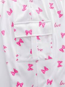 SHEIN Tween Girls Cute Bow Graphic Print Wide Leg Sweatpants, Loose & Fashionable Casual Style