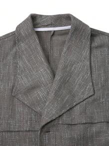 Manfinity Homme 1pc Solid Color Front Button Casual Long Sleeve Jacket, For Autumn/Winter - Grey - View 3
