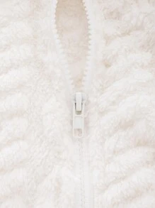WESTFADE Young Tween Girls Christmas Street Style Short Fuzzy Colorblock Letter Print Jacket, Perfect For Daily Wear,School,White Jacket,In Spring And Fall And Winter