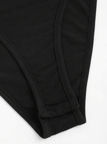 SHEIN Unity 1 件女式纯色挂脖式简约修身紧身衣，休闲日常穿着 - 黑色 - 查看 4