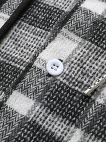 Manfinity Homme 1 件男士前扣纯色拼接长袖简约连帽大衣，外出保暖大衣，适合朋友、丈夫、男朋友的礼物 - 彩色 - 查看 7