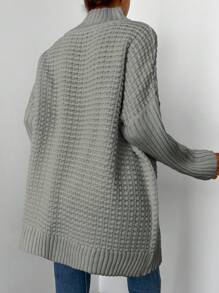 EURMUSE Plus Size Women's Solid Color Minimalist Everyday Turtleneck Fall Sweater - Grey - View 2