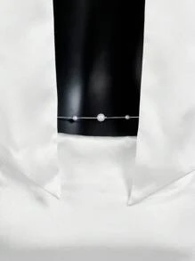 SHEIN ICON 优雅深 V 领露背长款美人鱼连衣裙 - 白色 - 查看 8