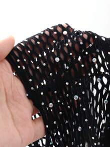 DAZY 1 conjunto Lencería sexy con sujetador de malla de cristal elástico y juego de pantalones, con mangas para los brazos
