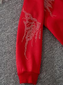 Tween Girl Zip-Up Rhinestone Punk Stijl Hoodie Sweatshirt, Voor Kerstmis