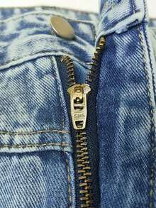 女式前扣口袋休闲牛仔迷你裙，日常穿着