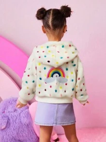 1pc Young Girl Casual Colorful Polka Dot Jacket Coat, Autumn/Winter'