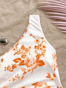 Soleia Váy trễ vai lệch vai họa tiết hoa ngày lễ cho nữ - trái cam - Xem 4