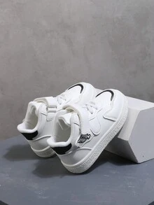 Giày thể thao chống trượt cho bé mùa thu/đông, giày thể thao đế bằng chống trượt thoải mái cho bé trai - trắng - Xem 5