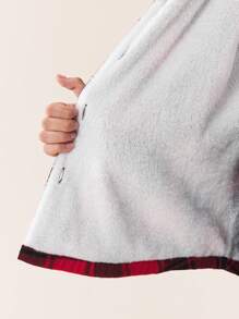 SHEIN Maternity Front Button Long Sleeve Pocket Plaid Casual Jacket - Red - View 8