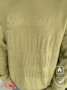 Manfinity CasualKnits Men's Letter Pattern Round Neck Long Sleeve Casual Knitted Sweater, Autumn/Winter - Multicolor - View 3