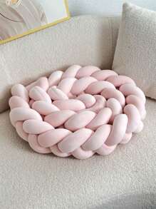 1 件手工打结地板垫 78 英寸天鹅绒编织装饰抱枕，极简主义几何图案，成人四季多用途枕头，带聚酯纤维填充物和弹性合成材料套 - 粉色 - 查看 1