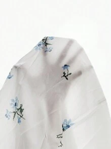 Flirla Plus Size Square Neck Floral Print Digital Printed Dress With Ruffle Chest And Elastic Waist For Summer - White - View 8