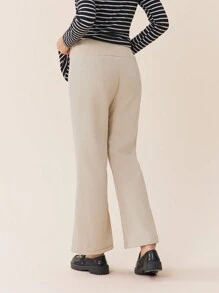 SHEIN Maternity Casual Solid Color High Waist Flared Pants, Autumn/Winter