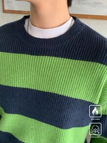 Manfinity CasualKnits Men's Casual Drop Shoulder Striped Knit Sweater For Autumn/Winter - Multicolor - View 6