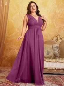 Vestido de noche largo con escote en V y diseño en los hombros, elegante y minimalista, con bordados de alta gama en tul y pliegues, vestido de dama de honor, atuendo de mujer para cumpleaños, vestido de graduación, vestido formal