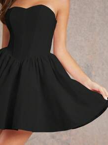 L'Amorae Váy corset xếp lớp vải tuyn organza buộc dây sau lưng - màu đen - Xem 3