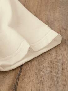 SHEIN EZwear 大码休闲简约豹纹樱桃图案圆领短袖 T 恤，大码，适合夏季 - 杏色 - 查看 4