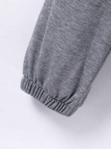 Tween Girls Graphic Letter Print Drawstring Casual Sweatpants - Grey - View 3