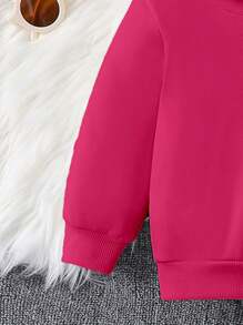 女婴时尚彩色字母印花休闲舒适连帽运动衫和运动裤套装 - 灰色 - 查看 5