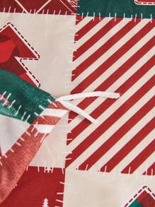 Bộ chăn ga gối đệm bằng vải satin lụa 3 món họa tiết quà tặng cây thông Noel hai tông màu có thể đảo ngược, mềm mại, thoáng khí, không nhăn, tốt hơn cho giấc ngủ, phong cách khách sạn sang trọng, quà tặng cho bạn bè bố mẹ, chăn bông, vỏ chăn, vỏ gối, 2 giường King, Queen, cỡ đôi, bé trai bé gái, đồ trang trí nhà cửa - Đỏ - Xem 6