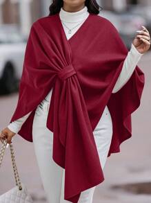 Calvaya 大码纯色简约夹克，日常休闲装 - 酒紅色 - 查看 5