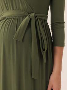 SHEIN Maternity Ruched Long Sleeve Dress, Maternity Dress, Autumn