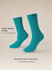 GLOWMODE Soft Cotton-Blend 2-Way Wear Crew Socks - Green - View 5