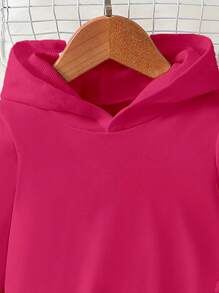 女婴时尚彩色字母印花休闲舒适连帽运动衫和运动裤套装 - 灰色 - 查看 4